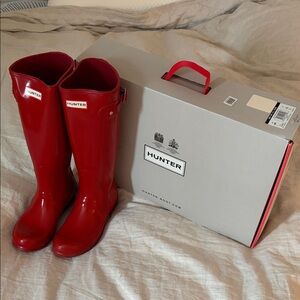 Hunter Glossy Red Tall Boots